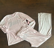 Juicy Couture Pajama Set Womens Sz XL Pink Rhinestones Logo New Velvet 5021