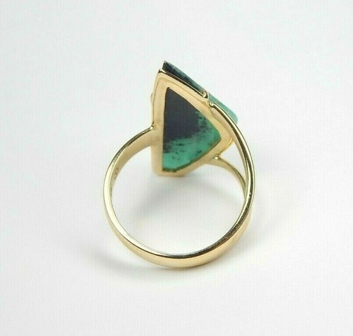 Colombian Cabochon Emerald 8.65 Carats 18K Yellow Gold Ring Size 8 US Muzo Mines - Picture 11 of 12