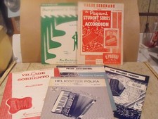 Accordion Sheet Music: Lot of six vintage accordion sheet music from the 1950's