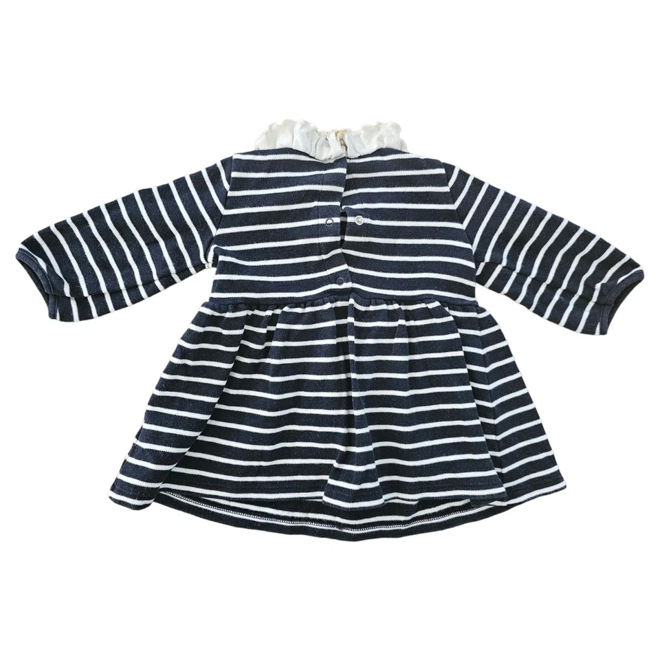 Marino Petit Bateau Bebé Vestido Con Lazo Talla 6M 68 - Imagen 3 de 3