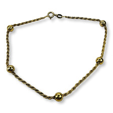 Vintage Sterling Silver 925 Gold Vermeil Chain and Ball Anklet