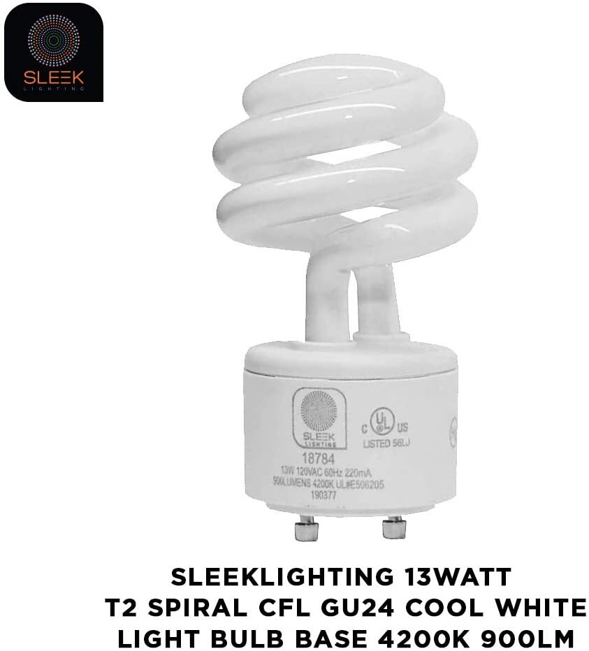 13W GU24 Base 2 Prong Light Bulbs UL Approved 120v 60Hz Mini Twist Lock Spiral