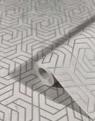 Tapete Vlies 3D Labyrinth Metallic grau silber City Glam 32607 (4,87 /1qm)