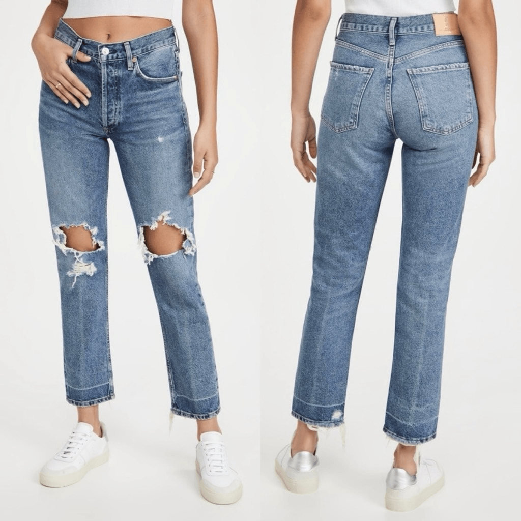 Citizens of Humanity Charlotte Distressed Cropped Straight Leg Jeans in Size 26