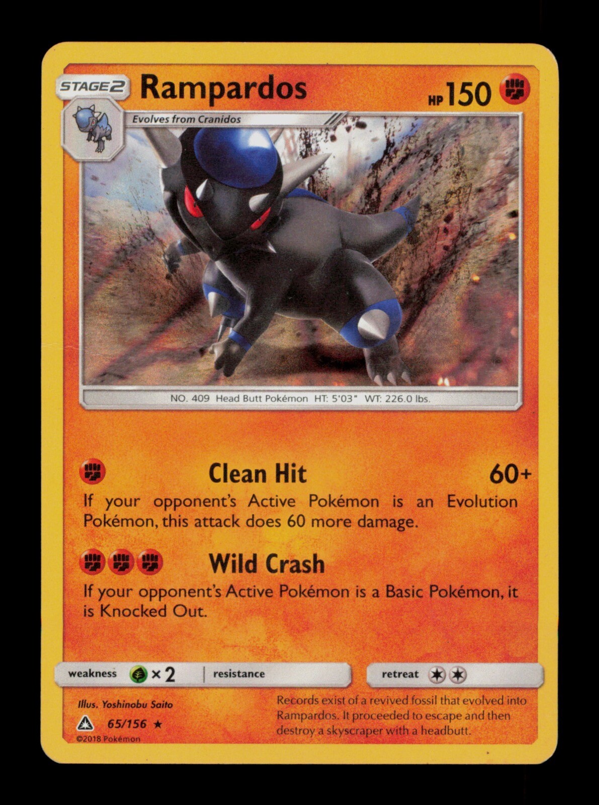 Rampardos 65/156 Pokemon Holo Ultra Prism Trading Card TCG