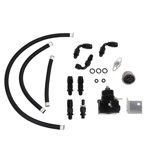 Adjustable Fuel Pressure Regulator Kit Oil 0-100psi Gauge -6AN Black - Picture 3 of 13