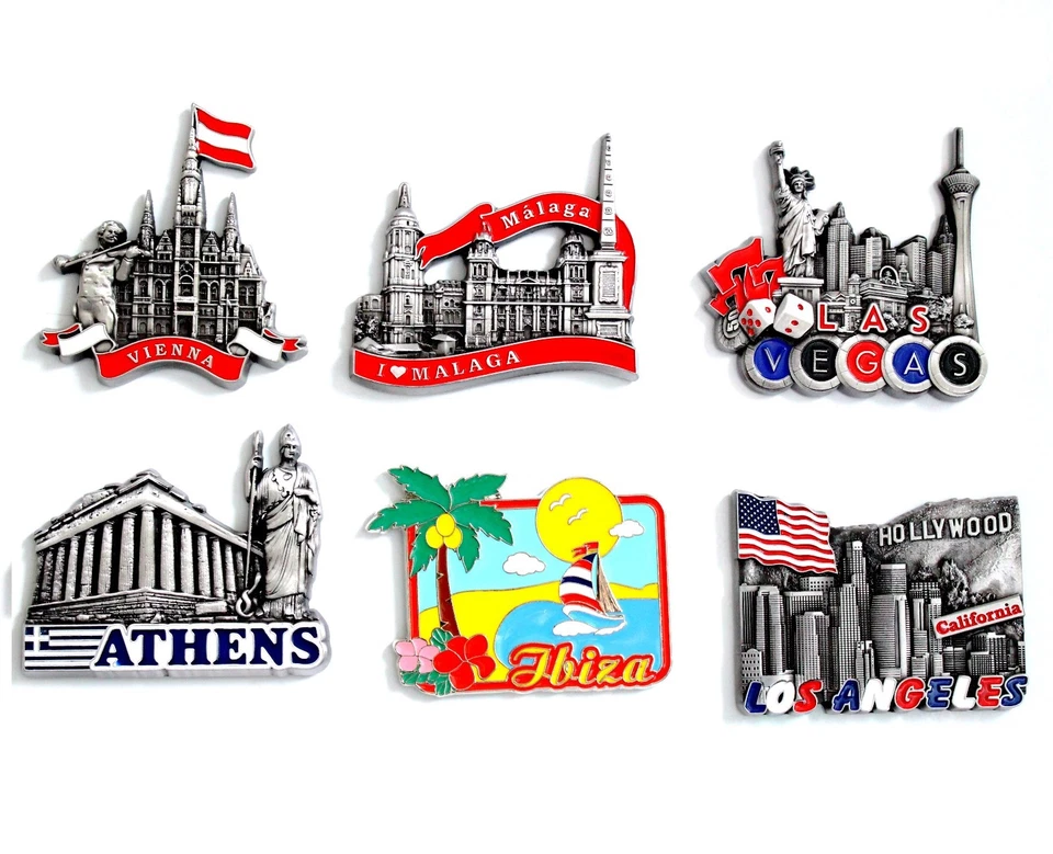 Metal Fridge Magnet Souvenir Gift Paris Rome Barcelona Dubai NewYork Amsterdam - Image 3 of 4