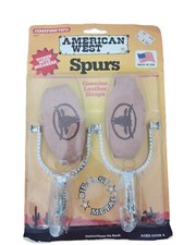 AMERICAN WEST TOY DIE-CAST SPURS WITH LEATHER STRAPS TOOTSIE TOY 1996 AGES 5