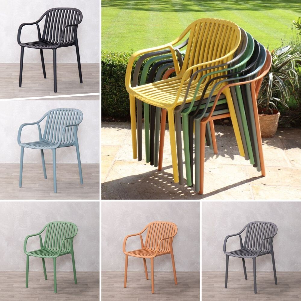 coloured plastic garden chairs