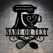 Personalized Kitchen Chef Name Metal Sign. Custom Bakery Wall Decor Gift