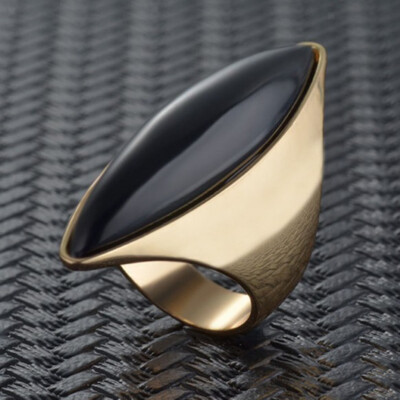 Vintage große schwarze Steine Edelsteine Ringe Gold Schmuck für Damen Mode Ring