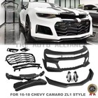 Fits 16-18 Chevy Camaro ZL1 Style Front Bumper Conversion & DRL Fog Lights Pair