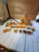 Alphabet Blocks Set Of 39 largeLetters And Numbers Missing M and 46 small blocks