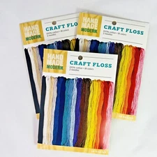 Lot of 3 Hand Made Modern Craft Floss 100% Cotton 18 Colors 3 Needles Each