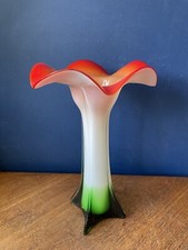 Murano Style Hand Blown Jack in the Pulpit Italian Art Glass Vase Calla Lily 15"