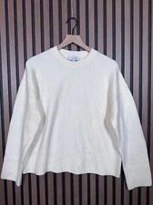 & Other Stories Sweater Medium Womens Ivory Crewneck Stiff Pullover Fuzzy Knit