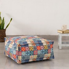 Pouf Cover Natural Cotton Woven Home Decor Modern Room Ottoman Foot Stool Cover