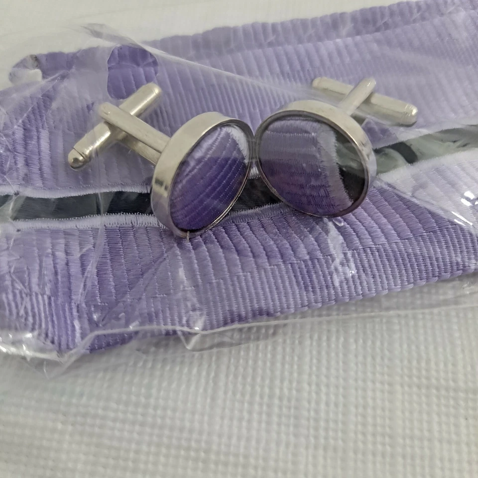 Галстук мужской галстук Y & G фиолетовый синий карман квадратный манжеты ссылка диагональная полоса 3,5 дюйма - Изображение 3 из 4