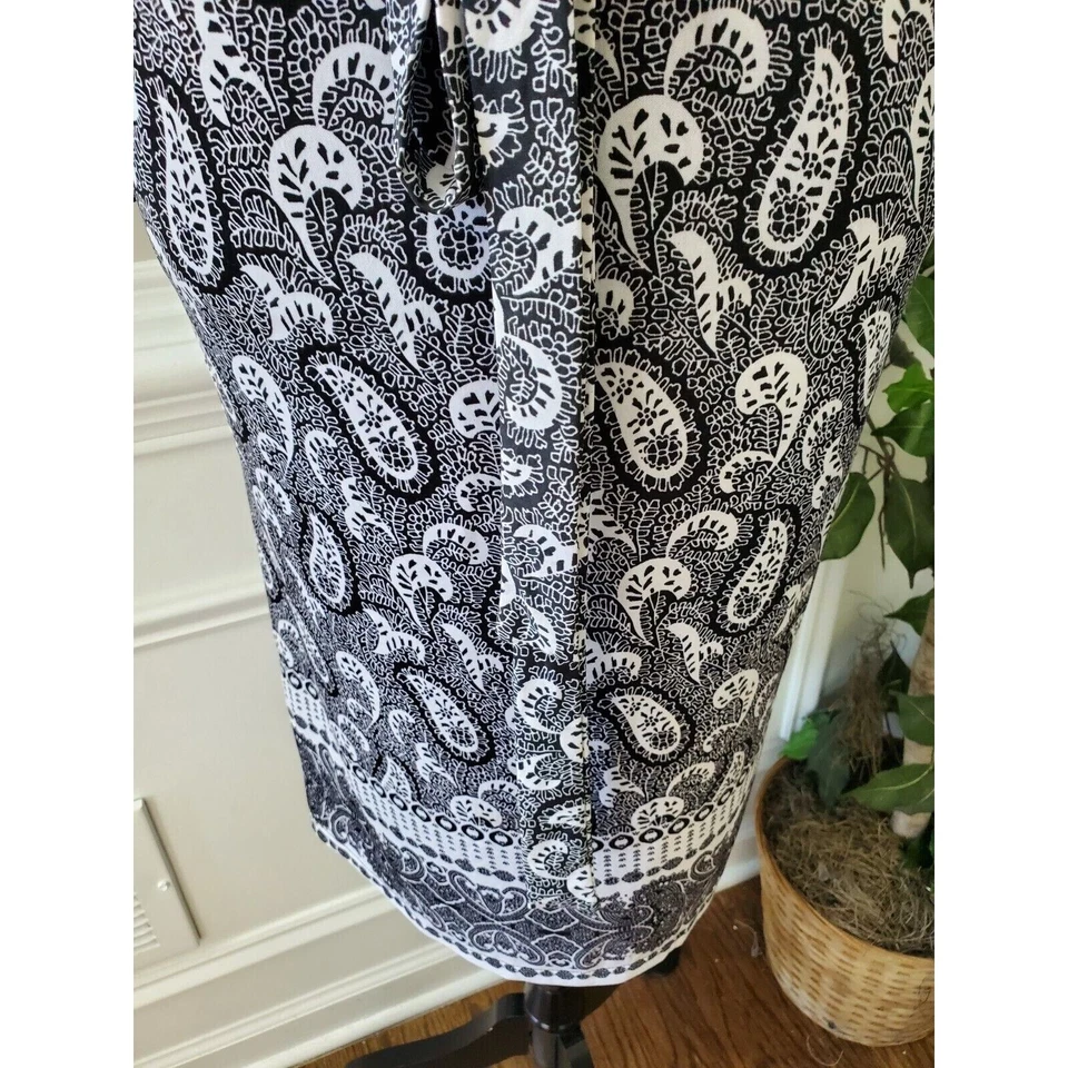 Vestido para mujer Mlle Gabrielle blanco y negro con cuello manga larga hasta la rodilla 3X Foto 4 de 4