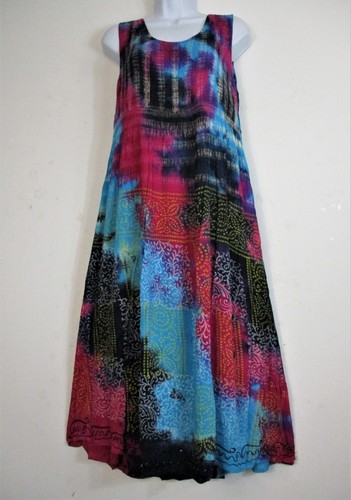 Vestido de verano Lagenlook 100 % viscosa cuerpo fruncido largo (47") talla única: regular - Imagen 12 de 42