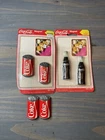 Vintage 1985 Coca-Cola Bottle Fridge Magnets- 2-Unopened New , 1 Set Open
