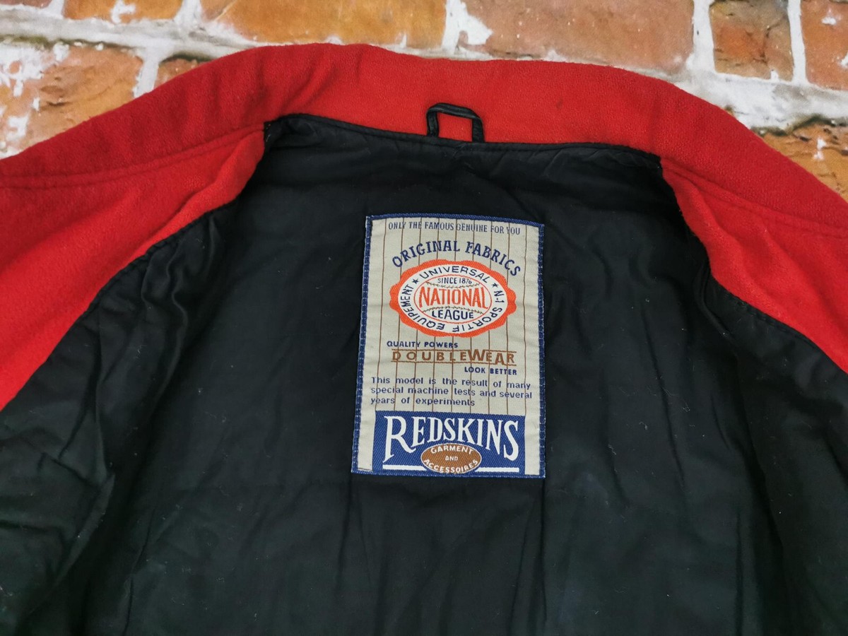 Veste Vintage REDSKINS Club 1962 En Cuir/polaire - Taille L, Style Collège Américain