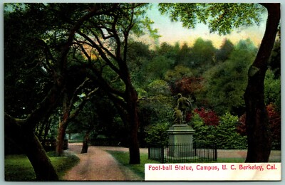 Football Statue California University UC Berkeley CA UNP Unused DB Postcard J3