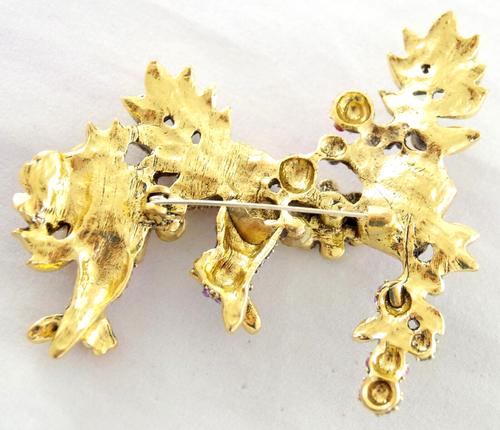 HUGE 3.5" DESIGNER STYLE RHINESTONE EASTER BUNNY RABBITS SPRING FLOWER BROOCH - Imagen 16 de 18