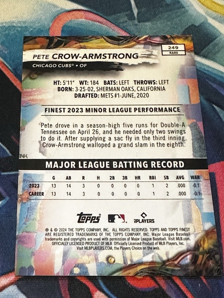 2024 Topps Finest Pete Crow Armstrong Red Oil Spill /3 eBay