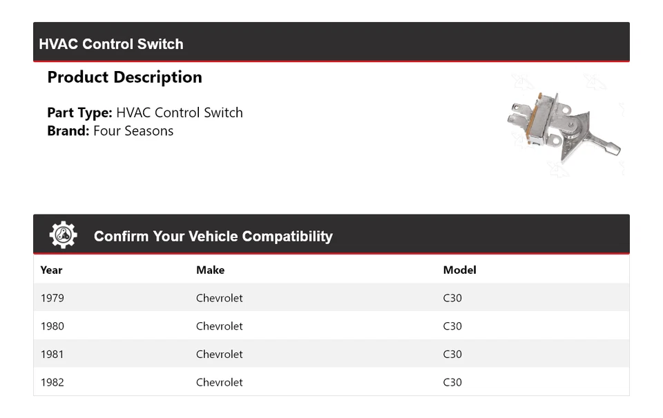 Interruptor de control de climatización para Chevrolet C30 1979-1982 4 estaciones 1980 1981 Foto 2 de 4