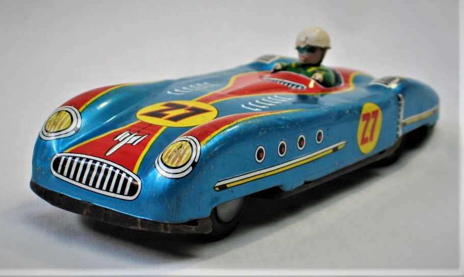 Vintage Tin Friction Race Car 27 -- ASC - Made in Japan