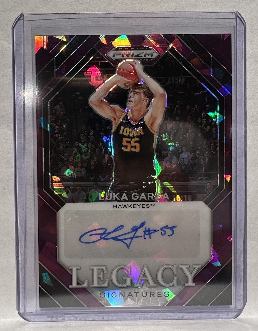 Luka Garza 2024 Panini Prizm Draft Picks Legacy Signatures Purple Ice /99 (RC)