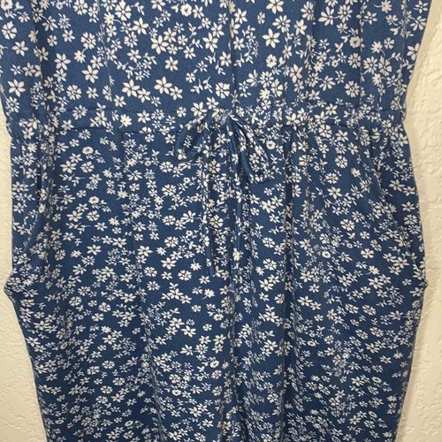 Copper Key Blue Floral Short Sleeve Pants Jumpsuit Romper Size Large - Picture 5 of 11
