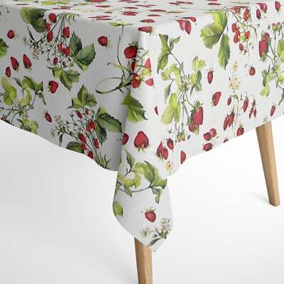 Jacquard Tischdecke beschichtete Baumwolle FRAGO Erdbeeren eckig rund oval