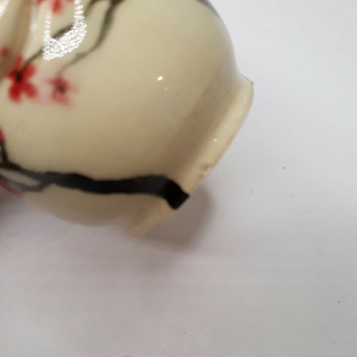 Studio Art Pottery Vase Mini 3.5" Creased Signed Cream Cherry Blossom - Picture 12 of 12