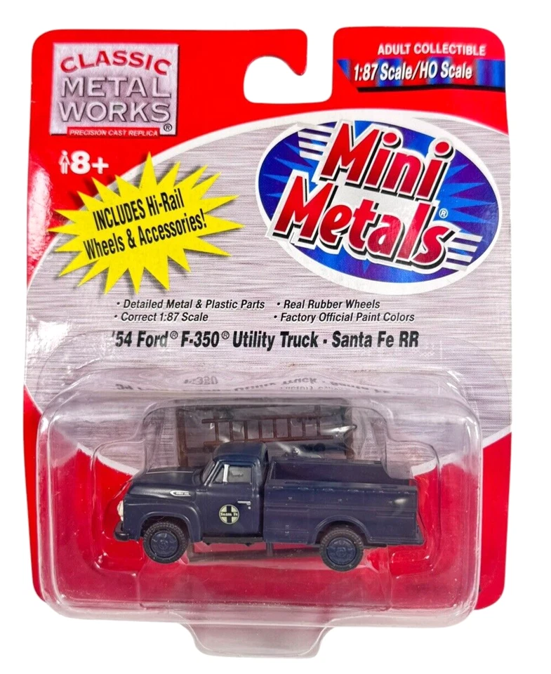 30214 Mini Metals HO 1/87 Sheridan Blue Santa Fe RR '54 Ford F-350 Utility Truck - Image 2 of 3