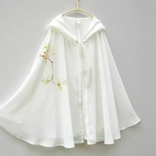 Verano Mujeres Capa Sudadera con Capucha Protector Solar Abrigo Blanco Mantón Cárdigan Hanfu Capa Gasa Foto 3 de 4