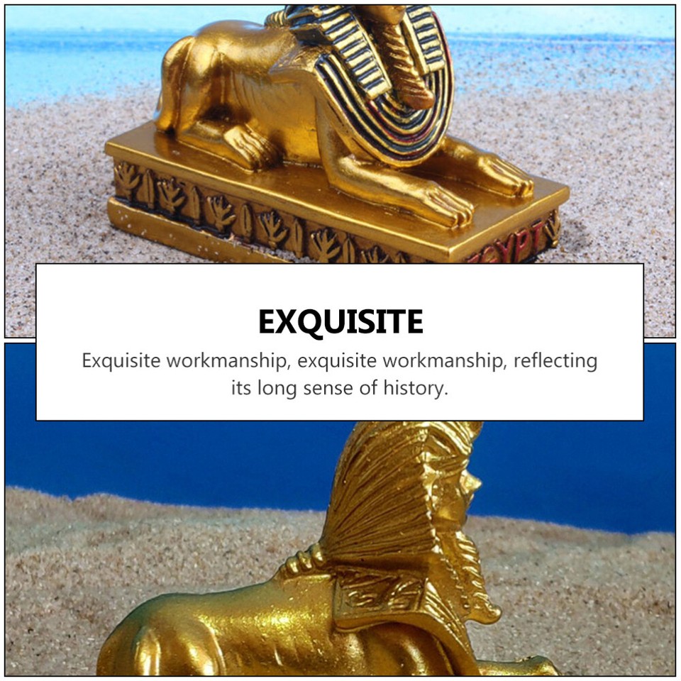 2 Pcs Indoor Ornament Egyptian Fish Tank Decorations Sphinx Statue Home