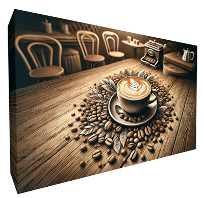 Kaffeetasse Bohnen Cafe Löffel Getränk Leinwand Wandbild Bild Druck alle Größen