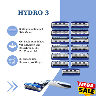 Wilkinson Hydro3 Skin Protection Rasierer + 5-19er Klingen mit/ohne OVP wählbar