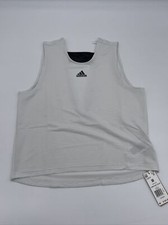 Adidas Shirt Women  s Sz M Primeblue V Slit Tennis Tank Top Grey Black FQ2410