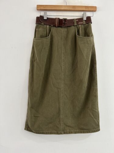 GERRY WEBER Size 34 Green knee length Skirt Belted Irslyn - Photo 1/8