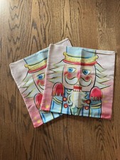 Two Nutcracker Soldier Pink Christmas Throw Pillow COVER 18x18 Winter Holiday