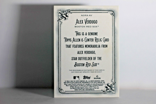 2023 TOPPS RED SOX ALLEN & GINTER 1 PATCH ALEX VERDUGO #AGRA-AV (BS7) - Picture 2 of 2