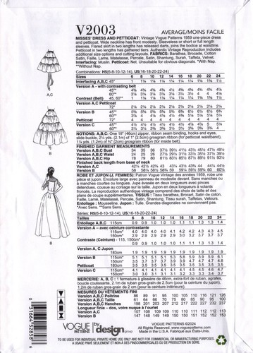 Vogue 2003 Vintage Retro 50s Gown Petticoat Pattern Misses Size Original 4065 - Picture 2 of 2