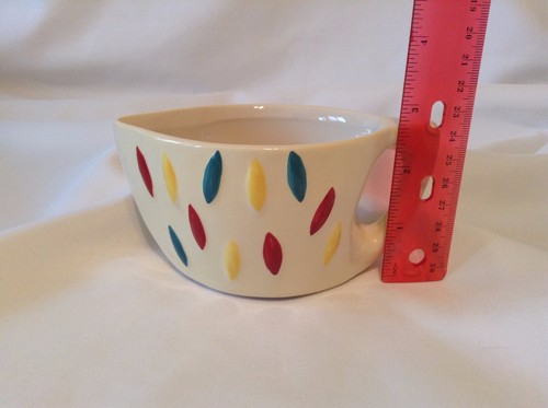 Mod Abstract Retro Owl Creamer MSRF Design Studios Pottery Turquoise Yellow Red - Picture 8 of 8