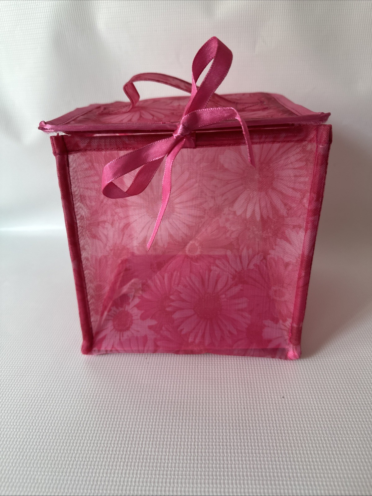 Avon Pink Daisy Print Pop-Up Gift Box 6” Vintage ￼