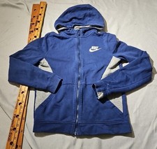 Nike Hoodie Youth Boys Large Blue Gray FullZip Outdoor Logo Jacket Active