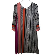 Chico's Size 3 Boho Shift Dress 3/4 Sleeve Lightweight Mod Retro