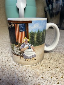1986 Lowell Herrero Vandor Japan Vintage Coffee Mug “Fruit Stand” Good Americana